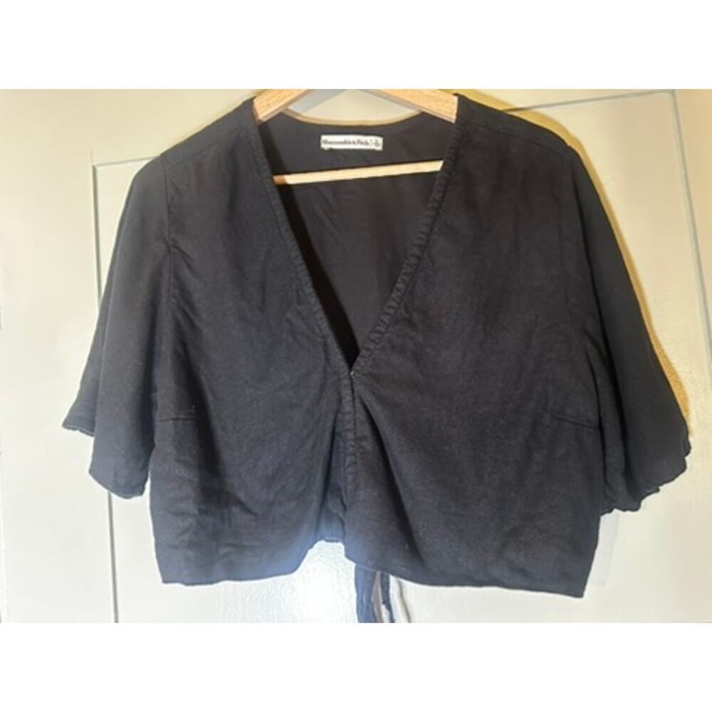 Abercrombie Linen Black Crop Top Size L